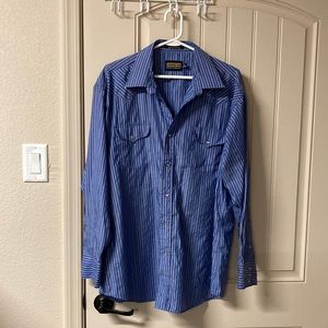Panhandle Slim Men’s Striped Western Cowboy Shirt Pearl Snaps Ling Sleeves Sz XL